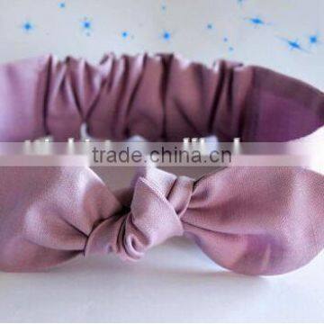 Korean Kids Girl Elastic Pure Color Headband Simple Bow Hairband photo-2