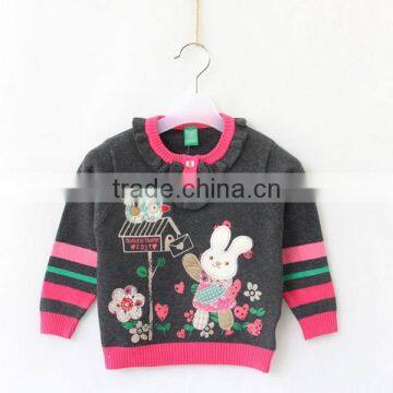 Print Pattern Knitted Kids Pullover Sweater Fashion Ruffle Neck Kids Pullover photo-4