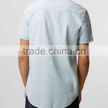 White Denim Short Sleeve Casual Shirt photo-3