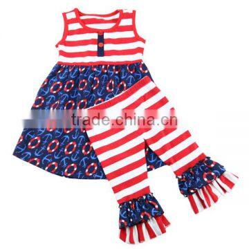 2017 boutique children clothing summer boutique girl outfit 4th of july girl outfit dress and capri sets