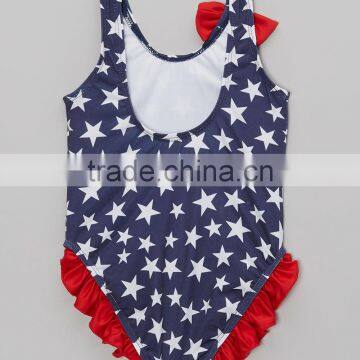 New Design Girl Beachwear With Navy And Red Stars One-Piece Girl Swimwear Girls Clothes G-NP-S905-402 photo-2