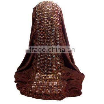 Multicolor Fashion Drape Pearl Head Muslim Woman Hijab Chiffon Lady Scarf photo-4