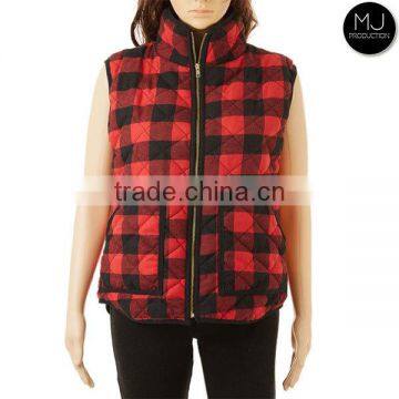 Wholesale Plaid Buffalo Vest Top Women Quilted Vest photo-4