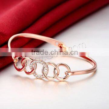 Real Rose Gold Plated Rhinestone Bangle Bracelet photo-3