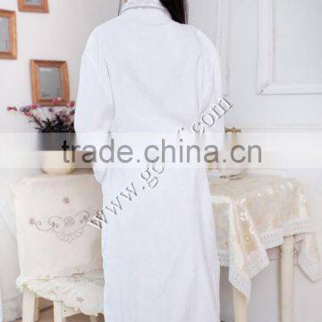 100% Cotton Plush Aristocratic Terry Velour Bathrobe Deco With Embroidery and Piping photo-3