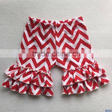 High quality 100% cotton baby summer shorts red weave printed pattern kids ruffle clothes shorts