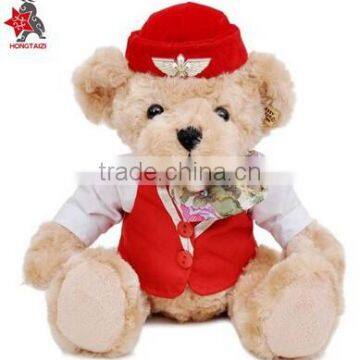 Wholesale Stewardess Uniform Dress Teddy Bear Doll Plush Toy Bear Doll