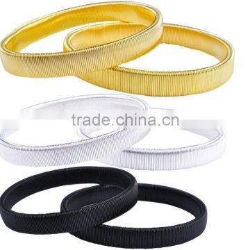 2 Pairs Metal Sleeve Holders Garters Silver,Gold & Black Elasticated Armbands Shirt Arm Bands