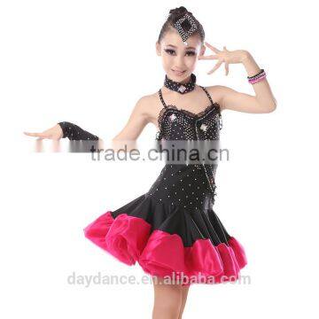 Kids Low Back Sexy Harness Dress Children Girl Ballroom Performance Latin Dance Dress photo-2