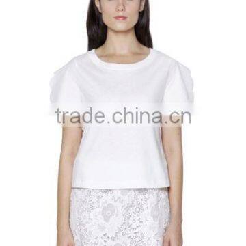 Oem Womens Chiffon Blank T-Shirts Wholesale Short Sleeve Fashion O Neck White T Shirts photo-5