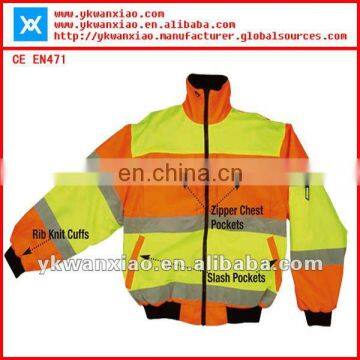 Reverse safety jacket with contrast color,reflective jacket with reverse sides