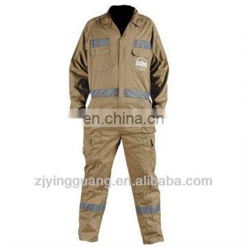 100% Cotton Fabric Long Sleeves Safety Working Coverall With Reflective Tape