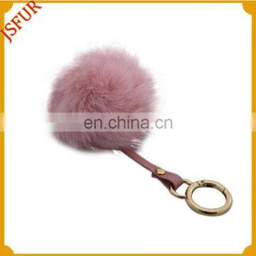 Wholesale Hot Sale Pink Rabbit Fur Ball Pom Pom Bag Charm