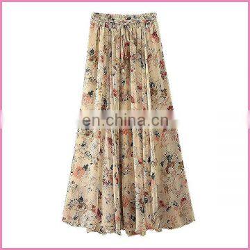 Summer New Fashion Printed Chiffon Drawstring Long Skirt photo-5
