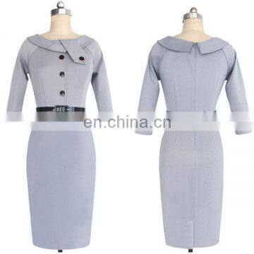 Latest design woman formal dress office dress with buttons