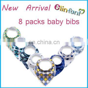 New Arrival cotton print bandana drool baby bibs organic baby bibs of 8 packs