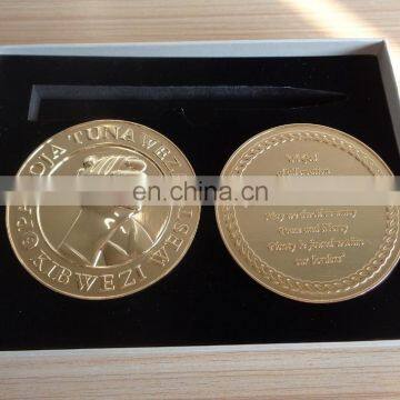 Personalized Metal Medal Coin Quality Gold Polished Souvenir Coin in Gift Box