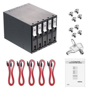 Aluminum 5-bay Slot 3.5in SATA Tray-less Hot Swap Backplane Internal Enclosure for 3.5in SATA HDD Mobile Rack photo-5