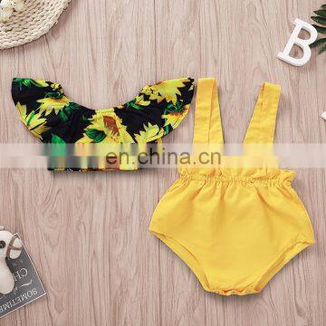 Sunflower Baby Girl Clothing Set Newborn Toddler Summer tops & shorts 2PCS Outfit for 3-18M