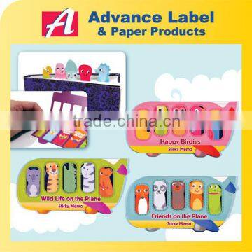 Bird & Animal on the Plane Die cut shape Note set Notepad Sticky memo pad
