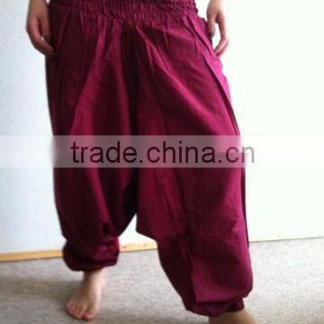 Organic Cotton Harem Trouser Pants Baggy Loose Genie jumpsuit Yoga Boho Gypsy Indian women Ladies Belly Dance Wide Leg Pants