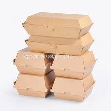 wholesale paper hinged clamshell containers hamburger takeaway boxes