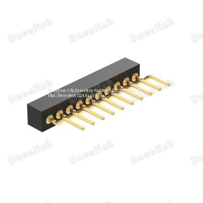 Dnenlink 1.27mm Pitch Single Row H2.0mm Concave Contact Right Angle Female Header DIP Type PogoPin Header photo-3