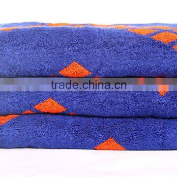 China Guangdong Towel Factory Pure Cotton Yarn-dyed Jacquard Blue/orange Beach Towel photo-2