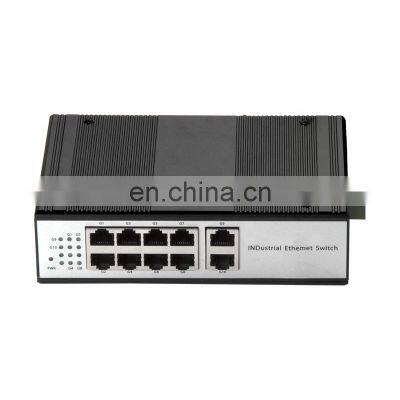 Ethernet Switch Industrial Grade Model 10 10/100/1000M RJ45 Ports  DIN Rail