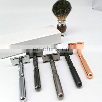 China OEM Face Razor Colorful Wet Shaving Double Edge Safety Razor Mens Private Label Brass Safety Razor photo-3