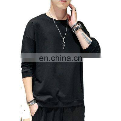 Manufacturer wholesale men's cotton sweater men's pullover blouse bottoming shirt  brand round neck custom LOGO