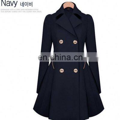 2020 Wholesale Ladies Fashion Solid Color Button Lapel Windbreaker Long Spring Autumn Coat Trench Outwear Jacket for Women photo-3