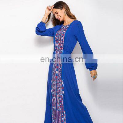 Boho Long Sleeve Maxi Women Dress Bohemian Elegant Casual Long Dresses Muslim Khaki Grey Loose Autumn Fashion Clothes New photo-5