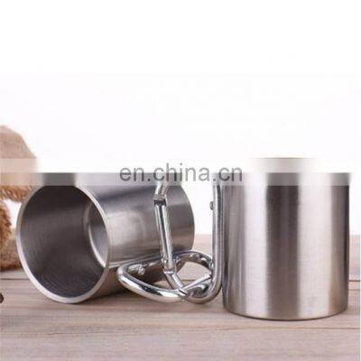 Outdoor Stainless Steel Cup Mug With Foldable Self-Lock Carabiner Handle Portable Folding Handle Cup for Camping photo-4