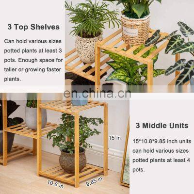 Bamboo 6 Tier Plant Stand Rack Multiple Flower Pot Holder Shelf Indoor Outdoor Planter Display Shelving Unit for Patio Garden photo-3