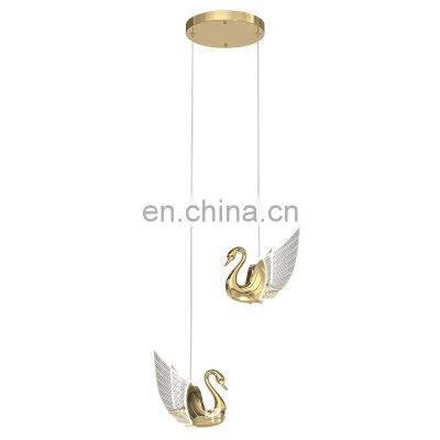 Good Quality Gold Swan LED Ceiling Pendant Lamp For Kids Lving Room Bedroom Modern Decor Hanging Light