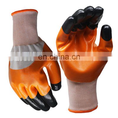 3/4 Smooth Nitrile Coated Work Gloves Double Dipped Finger Reinforced Gloves