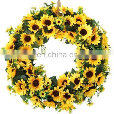 Wholesales Amazon Best Selling Artificial Flowers Large Size Home Door Wall Decoration Sunflower Wreath Ring
