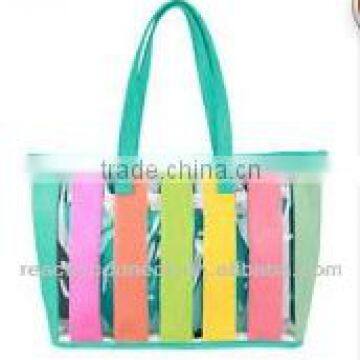 fashion transparent pvc bag pvc tote beach rainbow bag