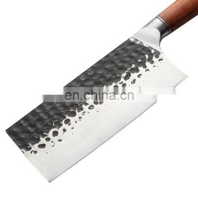 7.8 Inch Forged Hammered Stainless Steel Kitchen Cleaver Chopping Knife With Rose Wood Handle Slicing Knife photo-2