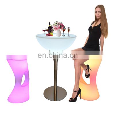 plastic beach chair and table /Time Modern PE Plastic Shell Material Outdoor Furniture LED Light Glowing Bar Led Chair