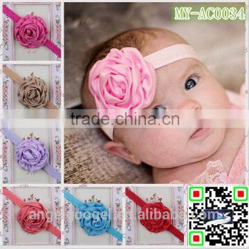 Ribbon rose baby handmade hair accessories crochet headband elastic hairband MY-AC0034