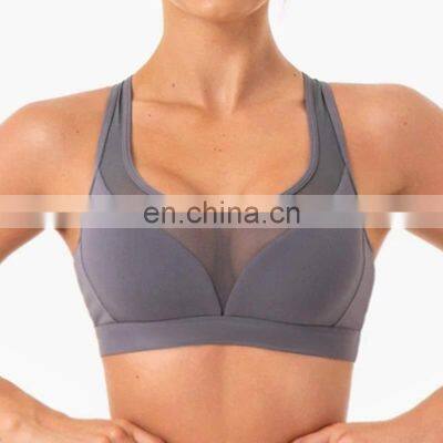 Custom Wholesale Womens Sexy Mesh Gym Wear Sports Yoga Bra Ladies Gym Yoga Clothing Workout Training Crop Top Bra