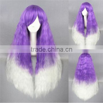 cheap short kinky long 70cm white purple ombre curly lolita women synthetic hair party wig