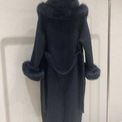 2025 Autumn Winter Women's High-End Double-Faced Wool-Cashmere Coat - Mid-Length Slimming Jacket With Fox Fur Collar photo-4