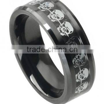 Men's Ceramic Carbon Fiber Skull Inlay Band