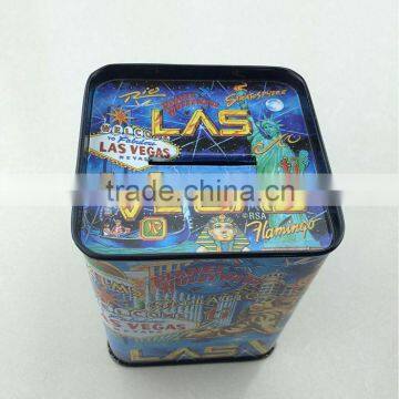 China hot selling metal coin tin bank box coin tin cans