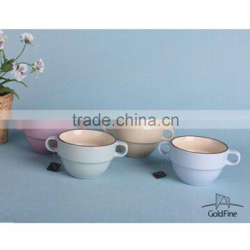 Color Glaze 5' Stoneware Soup Bowl With Two Small Handles photo-2