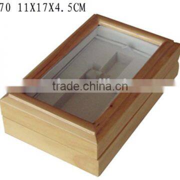 Solid Wooden Perfume Storage Box Packaging With Transparent Glass Window W570