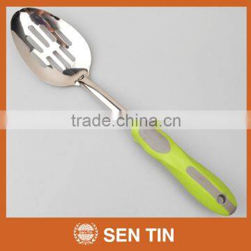 KU-B03TPR Stainless Steel Slotted Spoon With PP & TPR Handle Kitchen Tool